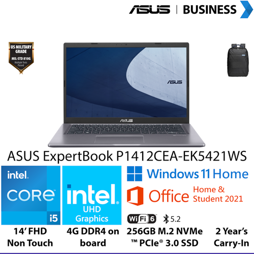ASUS NB P1412CEA-EK5421WS I5/UMA/4/256 W11H-OHS 2Y