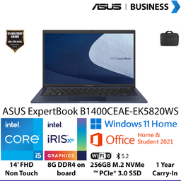 ASUS NB B1400CEAE-EK5820WS I5/UMA/8/256 W11H-OHS 1Y